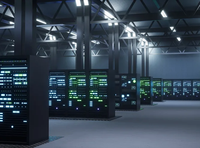 How it works conceptually—data center with server racks